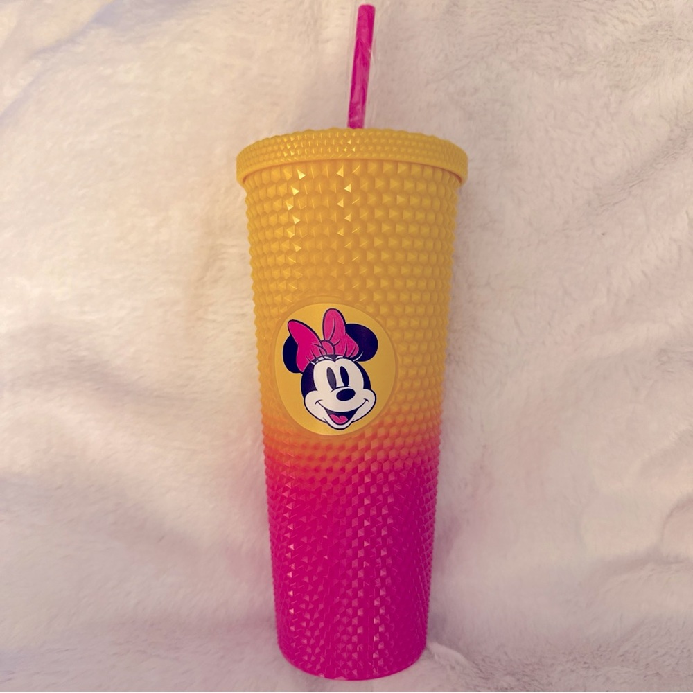 Disney Minnie Mouse Studded Tumbler Cup With Straw NEW